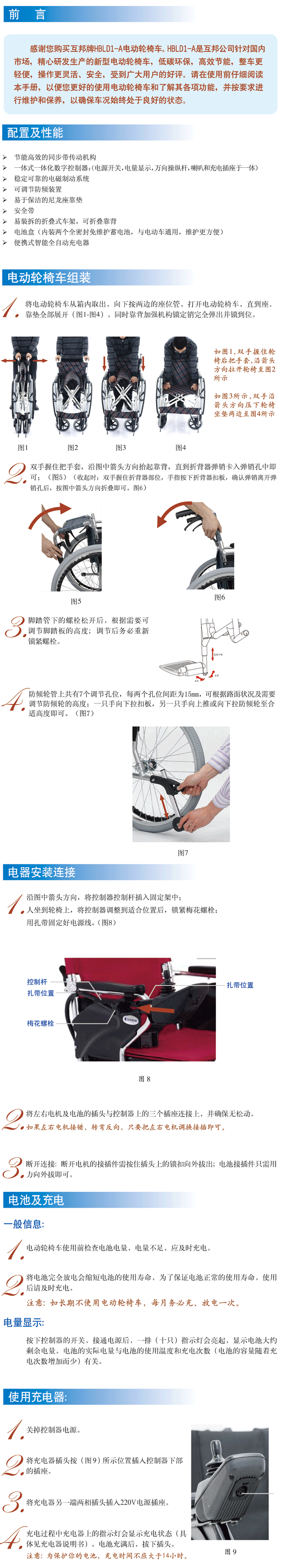 上海互邦 电动轮椅车 HBLD1-A 说明书