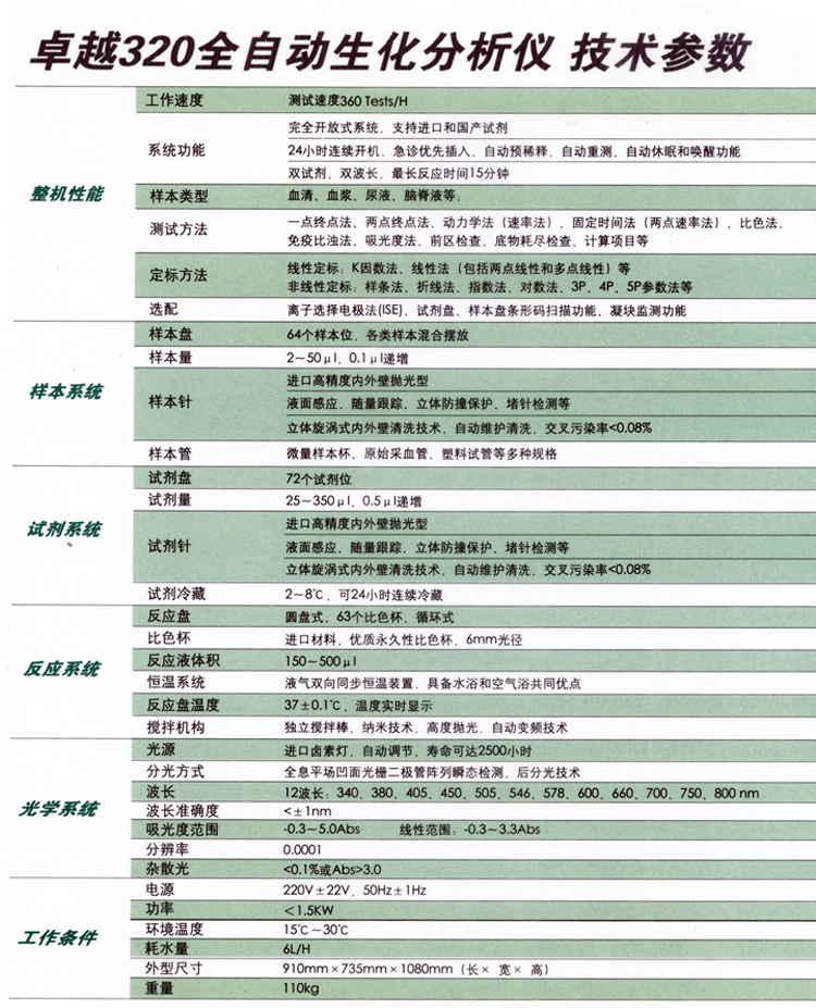 “上海科华”全自动生化分析仪卓越320 