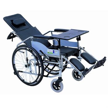 上海互邦轮椅车HBG5-BQ 可全躺高靠背、带餐桌及便桶