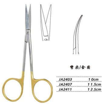 金钟小血管剪弯尖 JA2407 11.5cm 弯尖 金圈