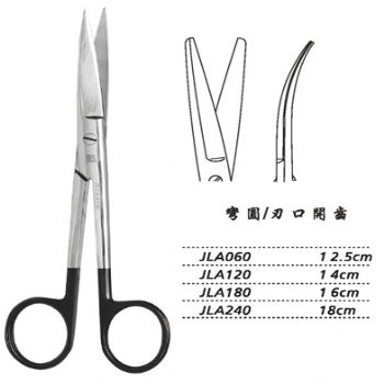 金钟手术剪弯圆 JLA120 14cm 弯圆 刃口开齿