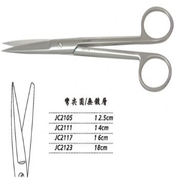 金钟手术剪弯尖圆 JC2105 12.5cm 弯尖圆 WD