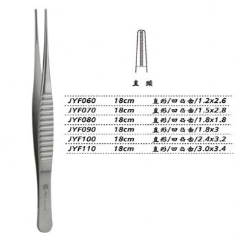 金钟组织镊JYF110 18cm 直形 凹凸齿 3.0×3.4