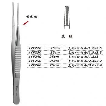 金钟组织镊直形 凹凸齿 25cm JYF260   3.0×3.4