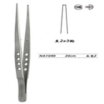 金钟显微镊NA1040 20cm 直 2×3钩 头宽 2