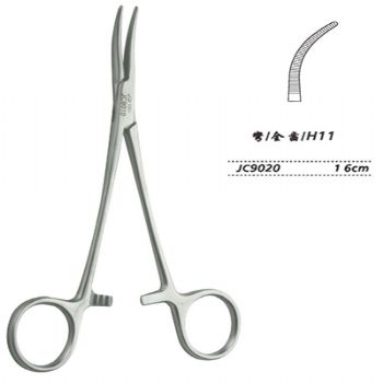 金钟止血钳胸腔止血钳 JC9020 16cm 弯全齿 H11