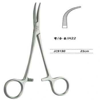 金钟止血钳胸腔止血钳 JC9190 25cm 弯全齿 H22