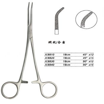 金钟分离结扎钳JC8830 18cm 90°×12网纹全齿