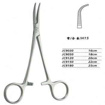 金钟止血钳胸腔止血钳 JC9150 22cm 弯全齿 H15