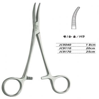 金钟止血钳胸腔止血钳 JC9040 18cm 弯全齿 H9