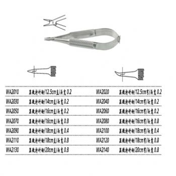 上海金钟显微持针钳WA2020 12.5cm弯 头宽0.2