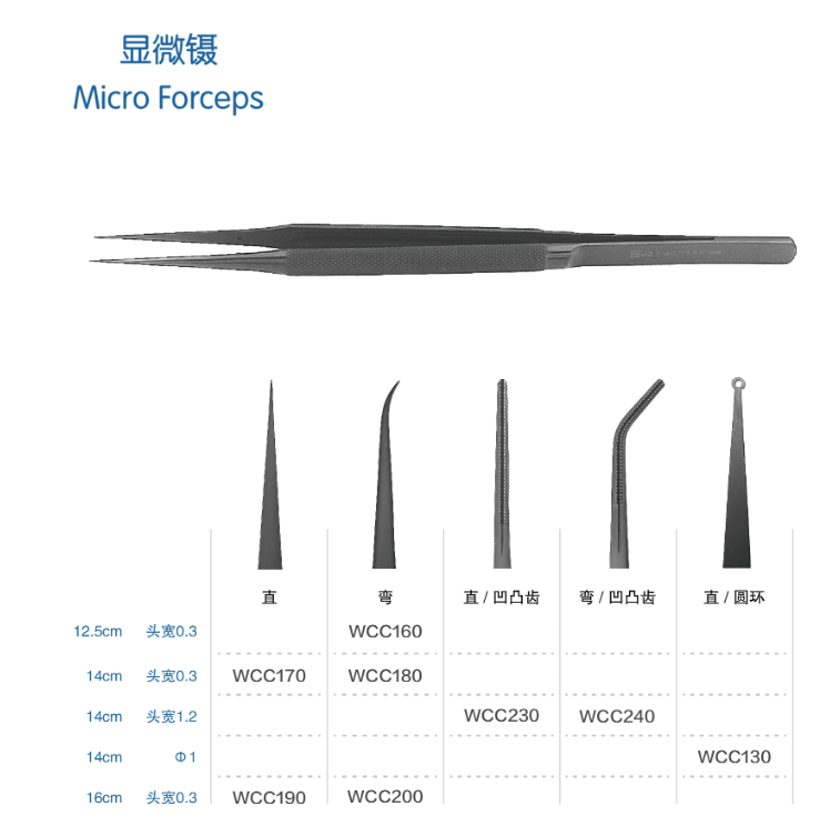 金钟显微剪直 WCC170 14cm 直 头宽0.3