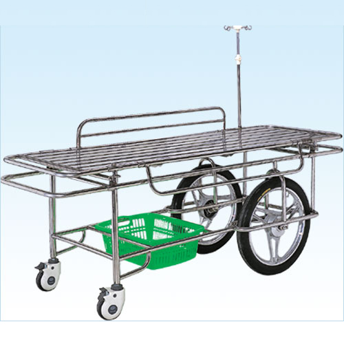 普康担架车E-6型 不锈钢 两大两小轮
