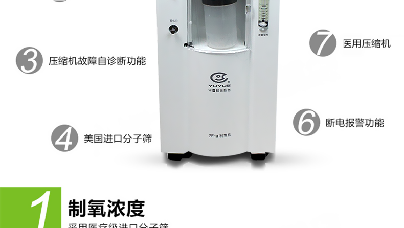 鱼跃制氧机7F-3带雾化型 鱼跃制氧机7F-3带雾化型