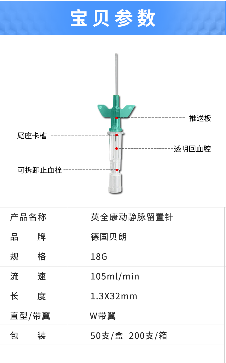 德国贝朗Introcan Safety-W 英全康18G 安全型 带翼动静脉留置针