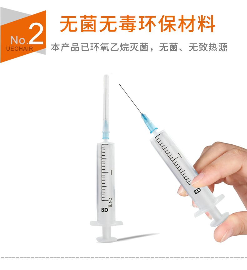 碧迪（BD）一次性使用无菌2ML注射器（带针） 